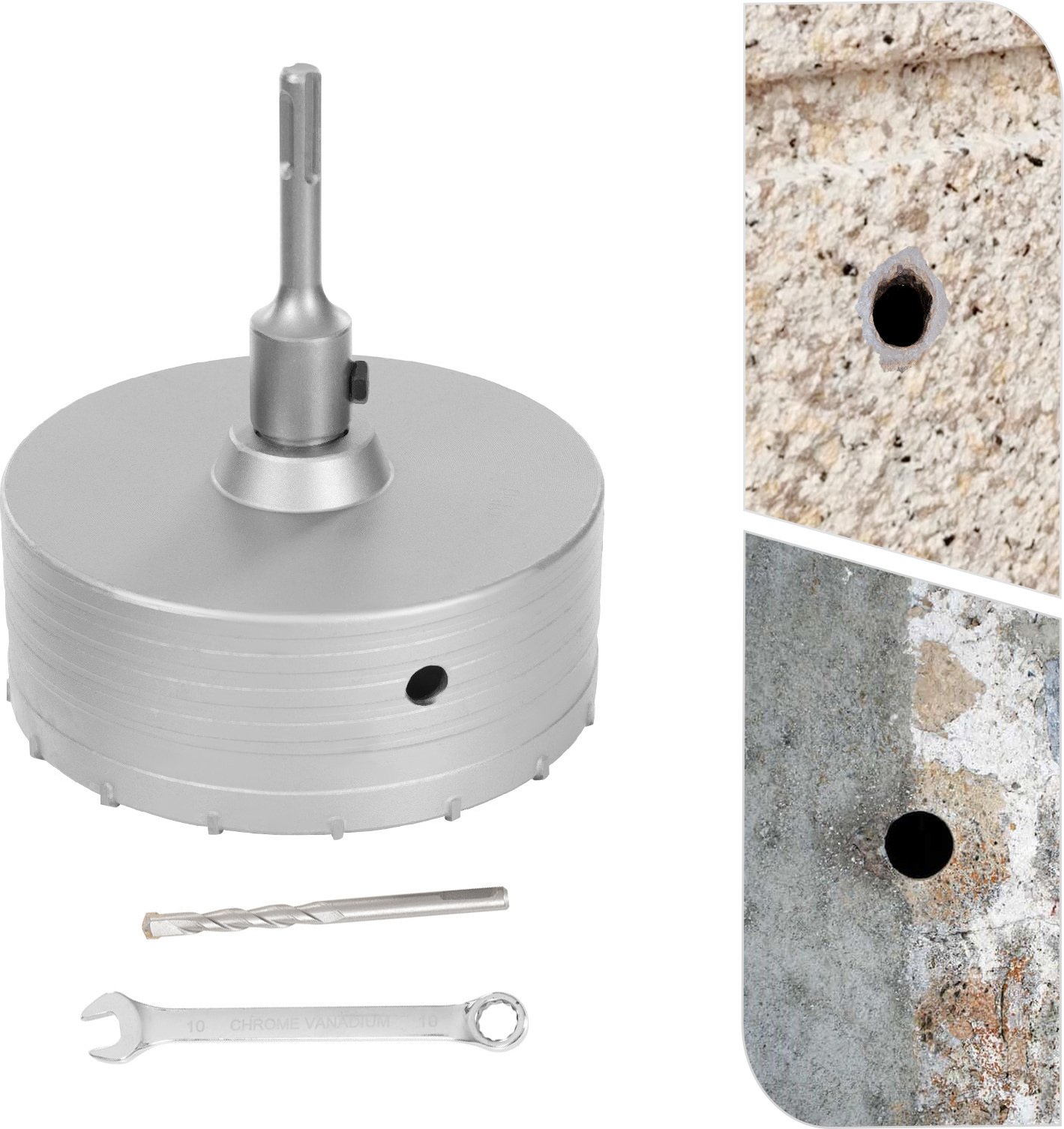 GreatDEshop2021 Hohe Beanspruchung Lochsäge, Betonlochsäge, Lochsäge mit Bohrer, Hellgrau JZON9P-000400-WL