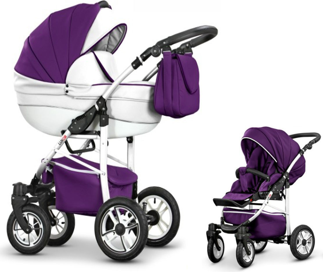 Kinderwagen-Set Craft Eco 2 in 1 in Lila-Weiß - 13 Teile - in 16 Farben erhältlich