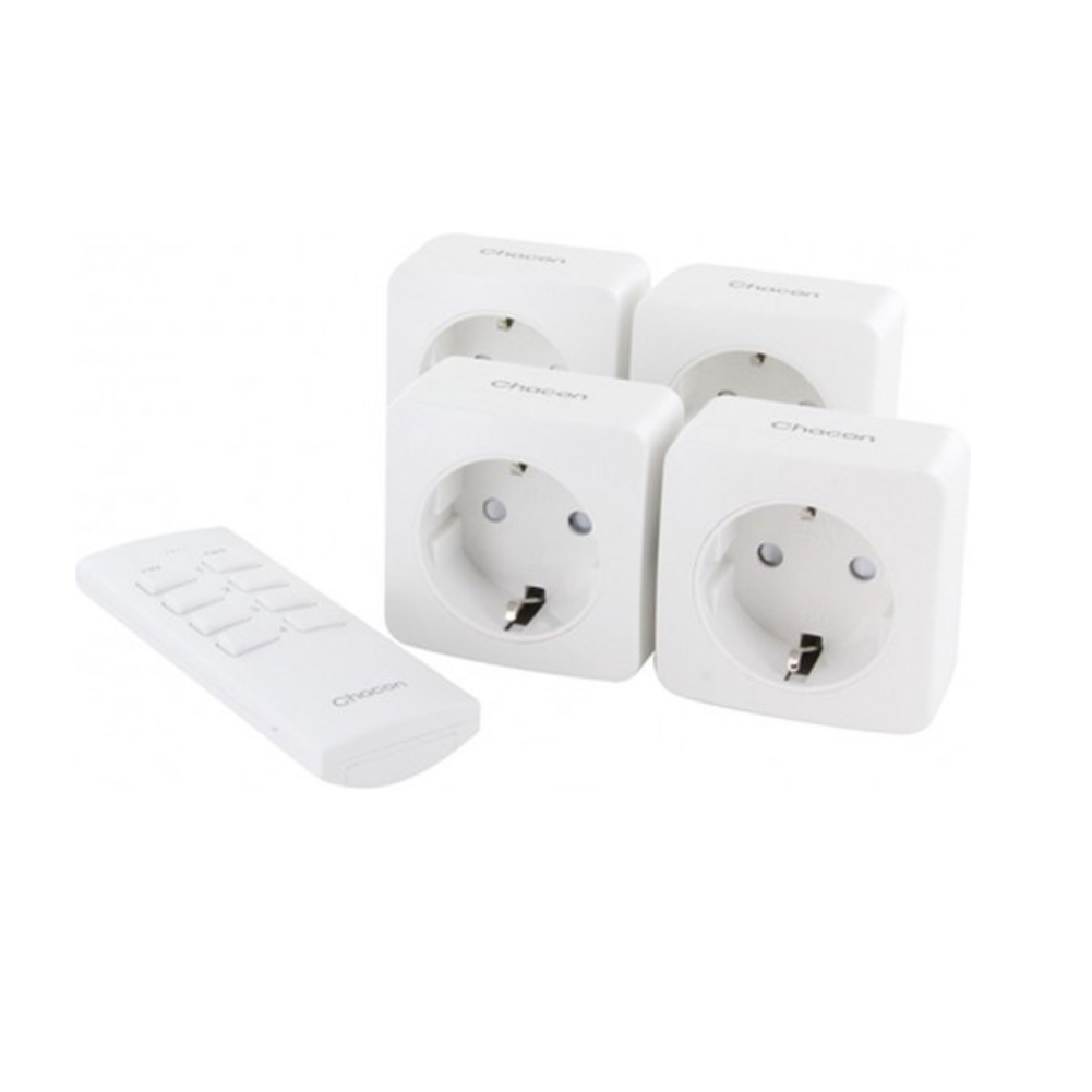 NoBrand Chacon 'Äì Set aus 4 Ein/Aus-Ministeckdosen und 4-Kanal-Fernbedienung Set 4 Ministecker