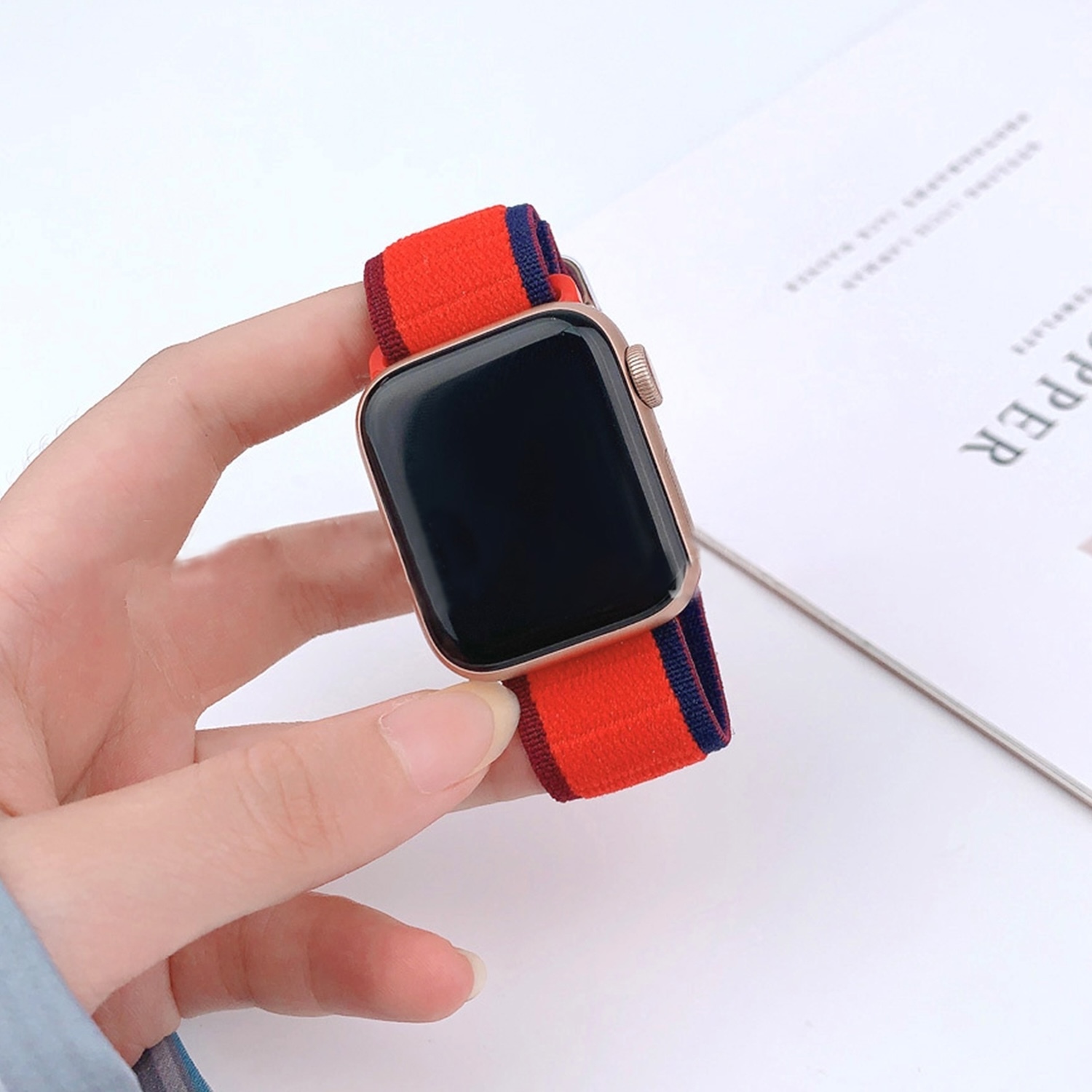 Pre Apple Watch Ultra 2 / 1 49 mm Nylonový elastický náramok Red