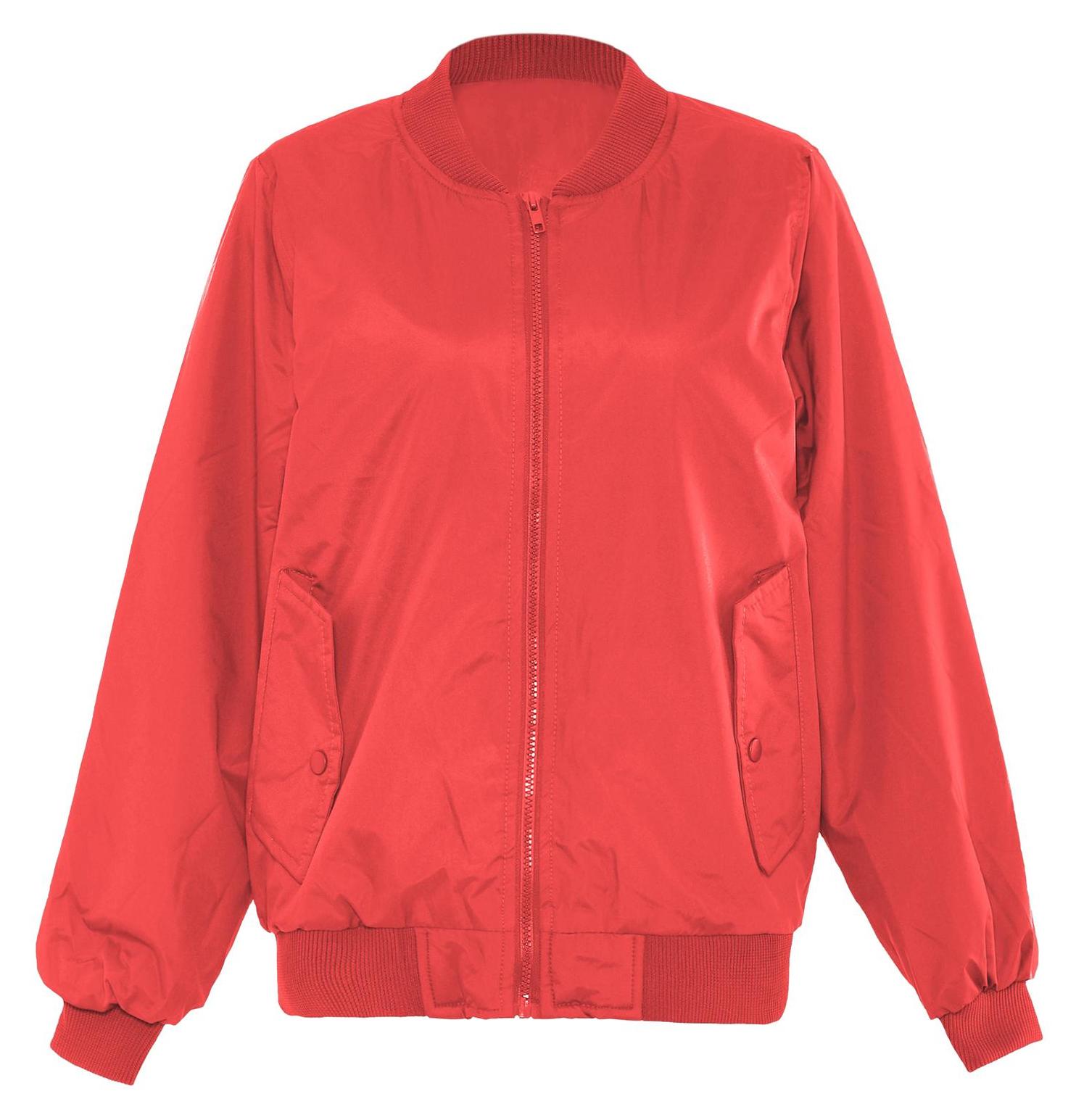 CALEY Damen Blousonjacke in Rot, Größe L, mit Rippbündchen und Pattentaschen