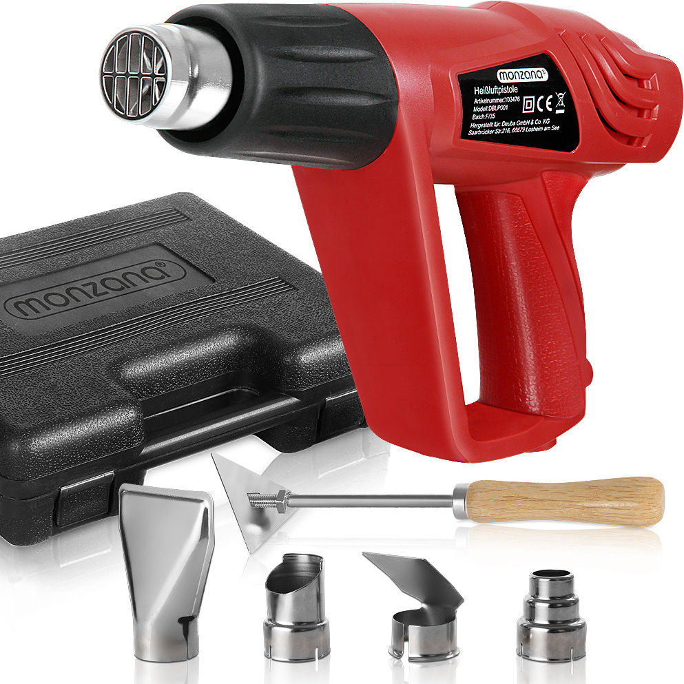Mannesmann Pistola Ad Aria Calda 2000W Con 9 Accessori – Temperatura Regolabile Fino A 600°C, Per Sverniciare, Essiccare E Termoretraibili