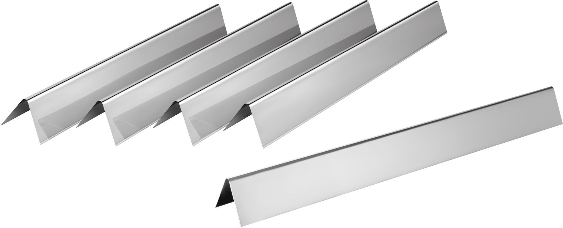 BBQ-Toro Edelstahl Flammenverteiler Set (5 Stück) | 57,4 x 6,4 cm | Aromaschiene