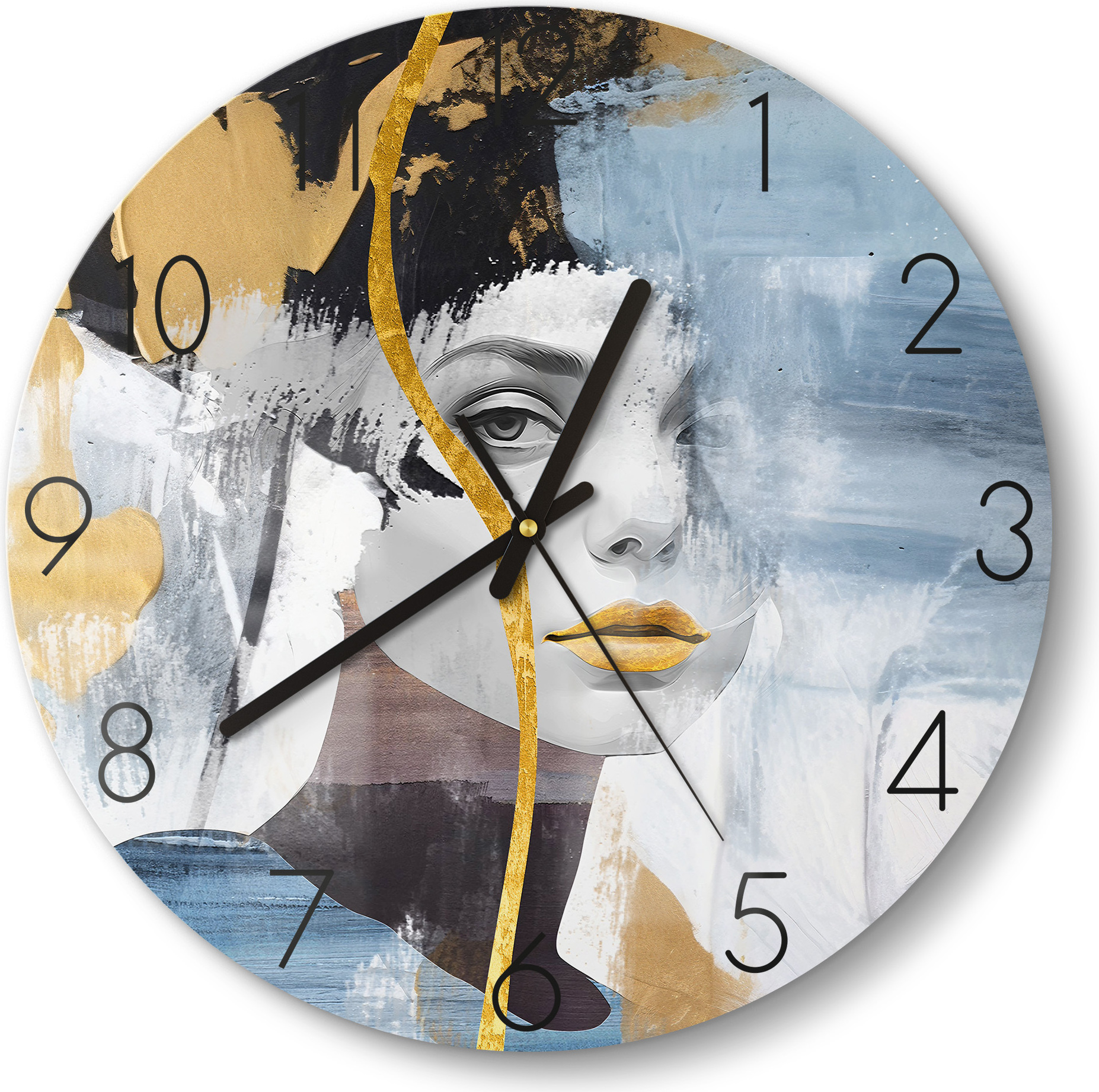 DEQORI Glasuhr Ø30 cm Zahlen 'Fragmentierte Eleganz' Wanduhr Glas Uhr Design leise Küchenuhr WC-D30-N-4492