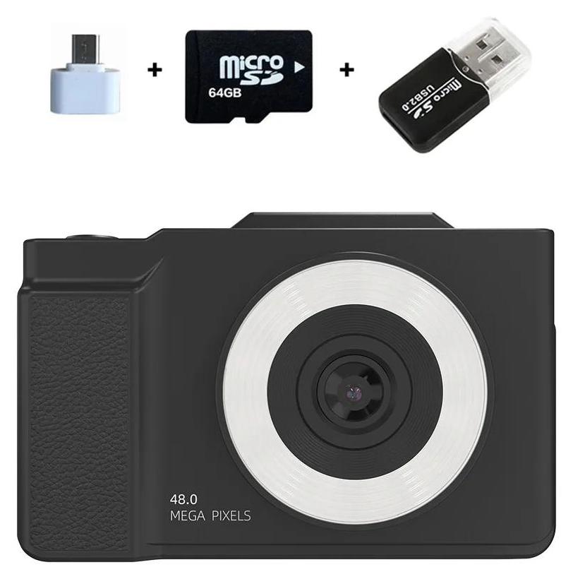 StarTech Kinderkamera - Digitale Spielzeugkamera 1080p - Klapp- und Drehdisplay - 3-farbiges Fülllicht - CCD-Sensor - 64 GB SD-Karte - Schwarz
