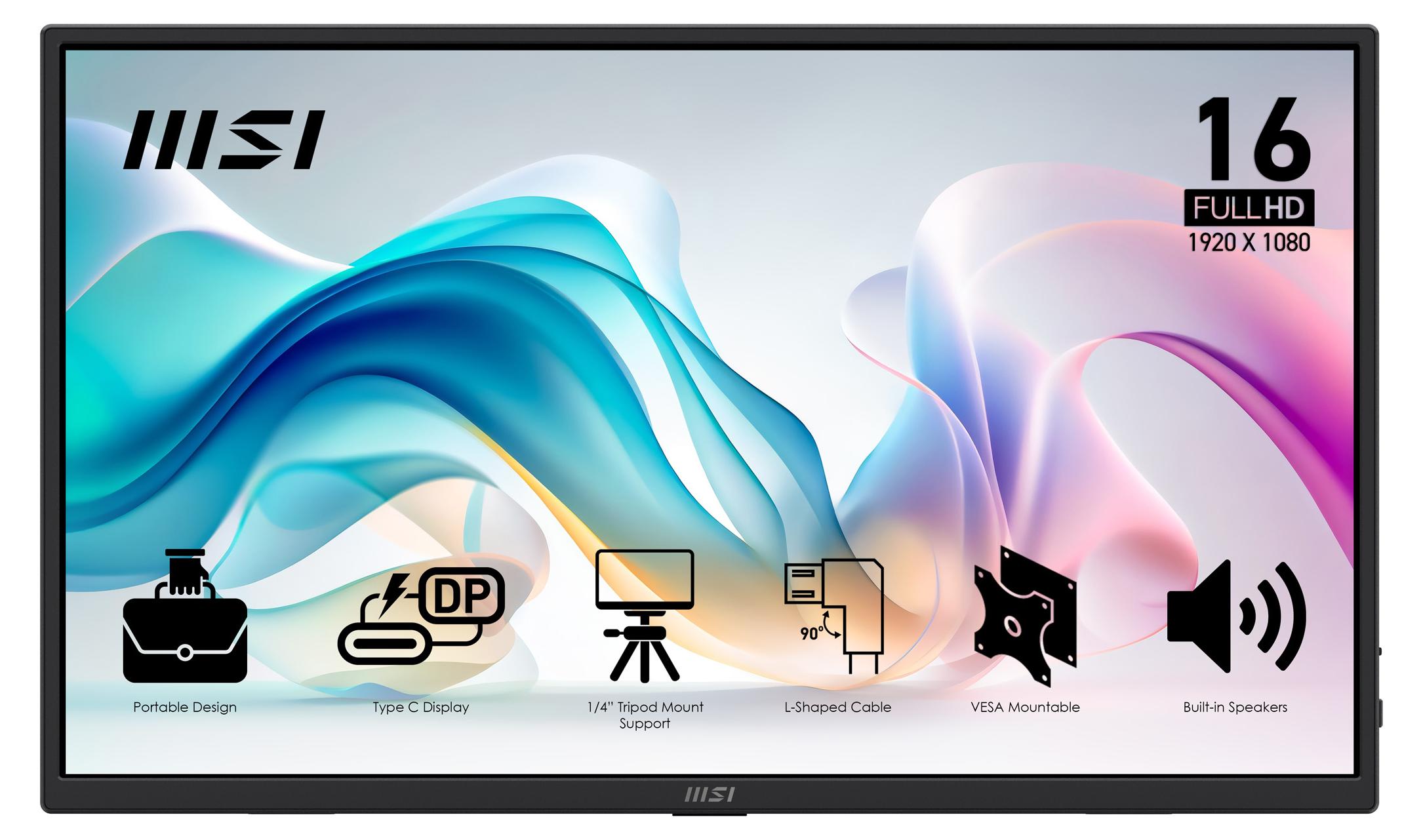 MSI PRO MP165DE E6, 39,6 cm (15.6"), LED, 1920 x 1080 px, Full HD, 16:9, 4 ms