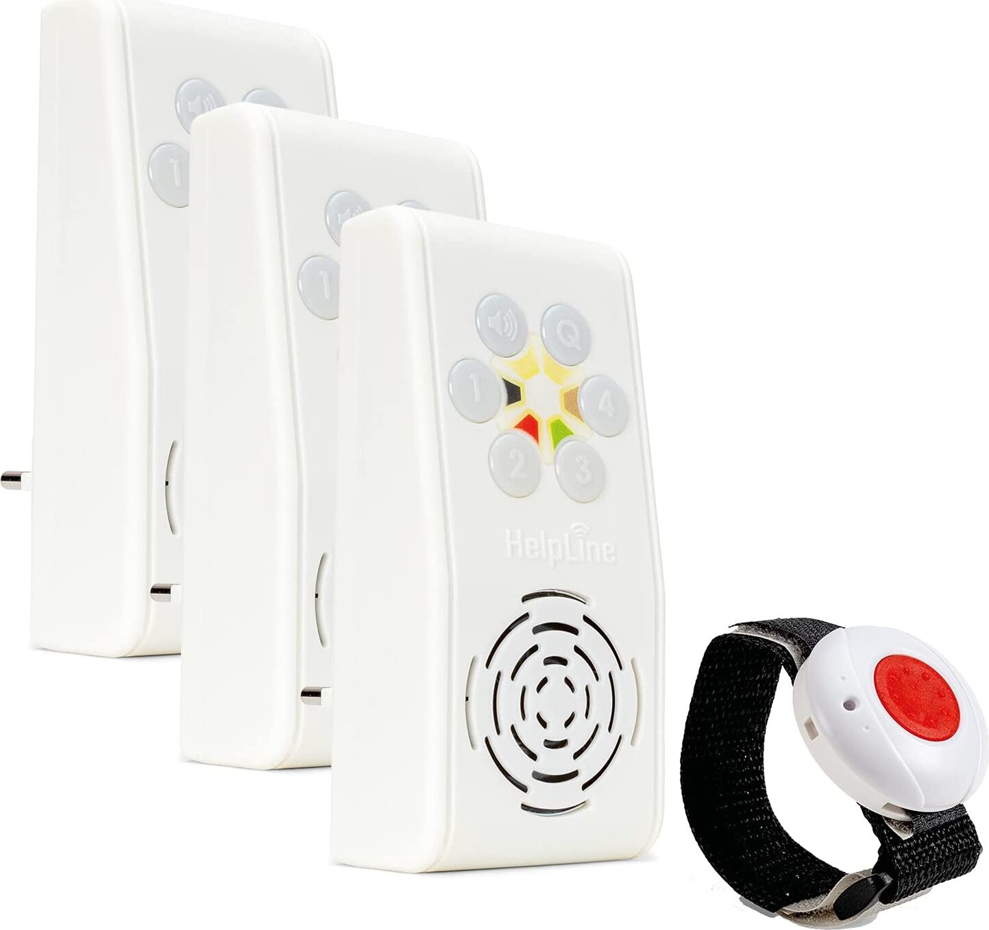HelpLine 230 Sicherheitspaket 7, Hausnotruf mit Funk-Notruf-Armband und 3 Empfängern mit Quittierungs-Funktion HLP230SiPa7