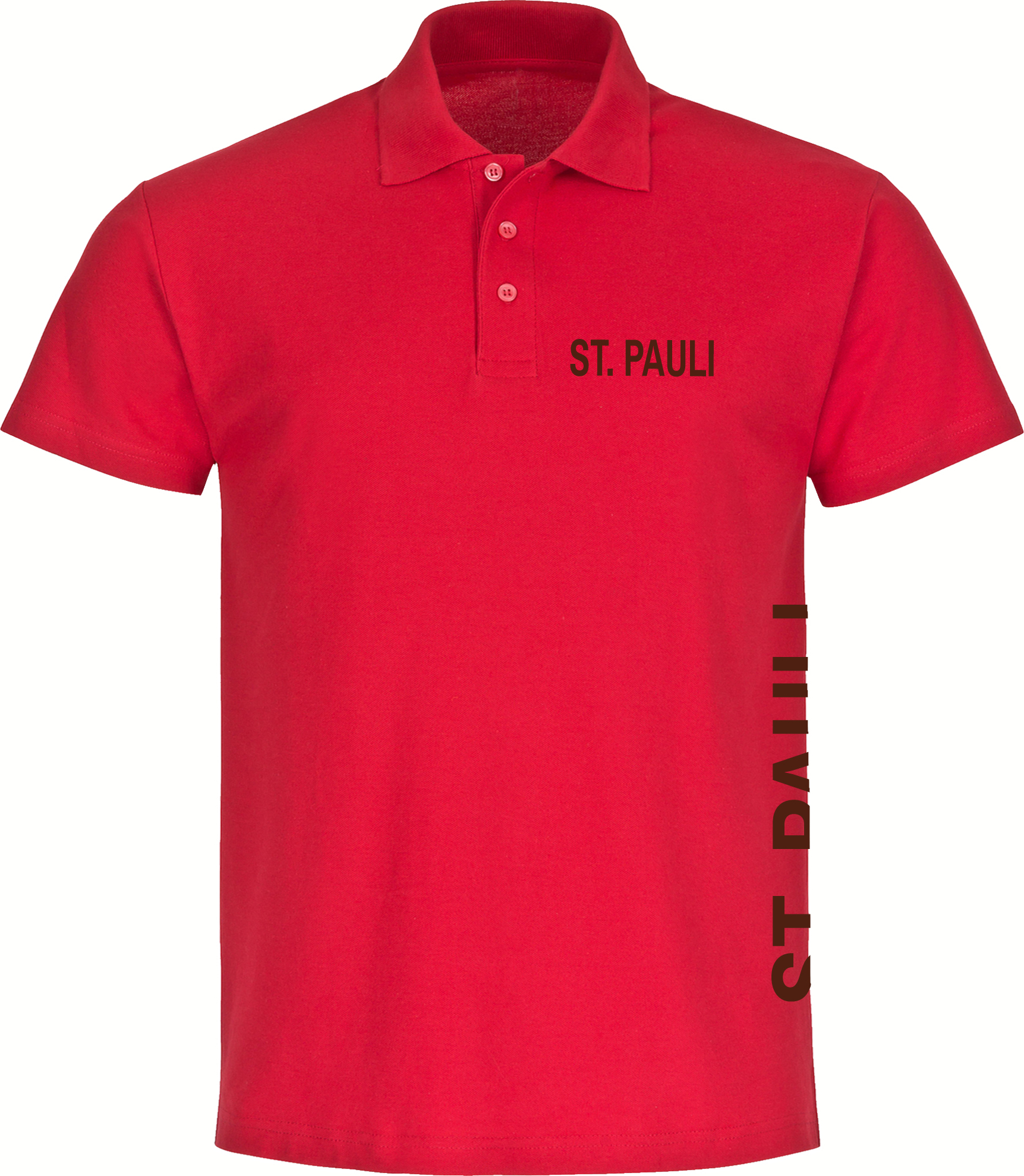 multifanshop Poloshirt - St. Pauli - Brust & Seite, rot, Größe XXL