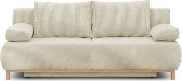 Schlafsofa mit Stauraum MIKA, 3-Sitzer, Beige Cord, 192 x 93 cm, Liegefläche 140 x 190 cm MIKABANQVVEL