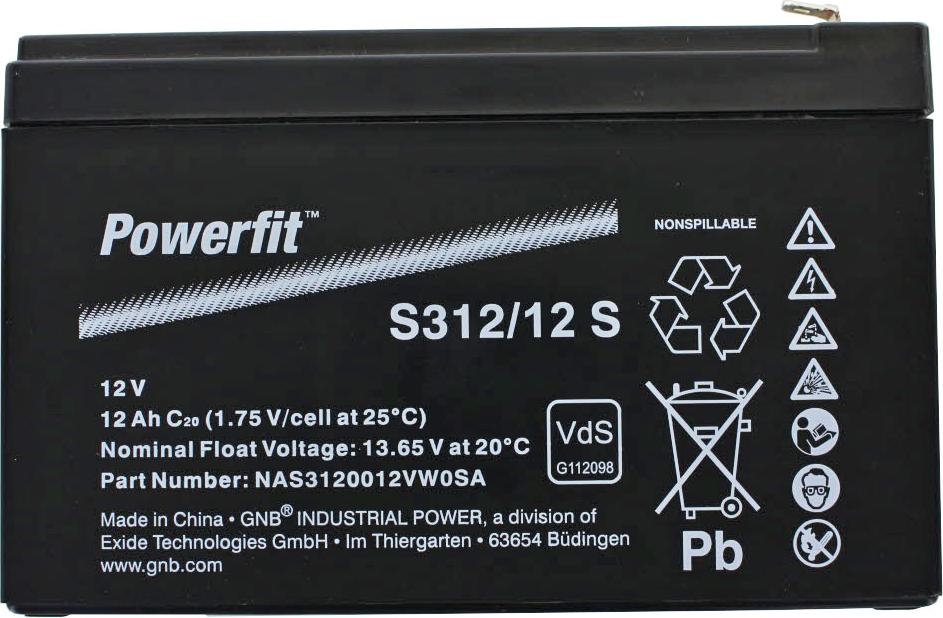 Exide Powerfit S312/12 S Blei Akku 12 Volt Anschluss 4,8mm