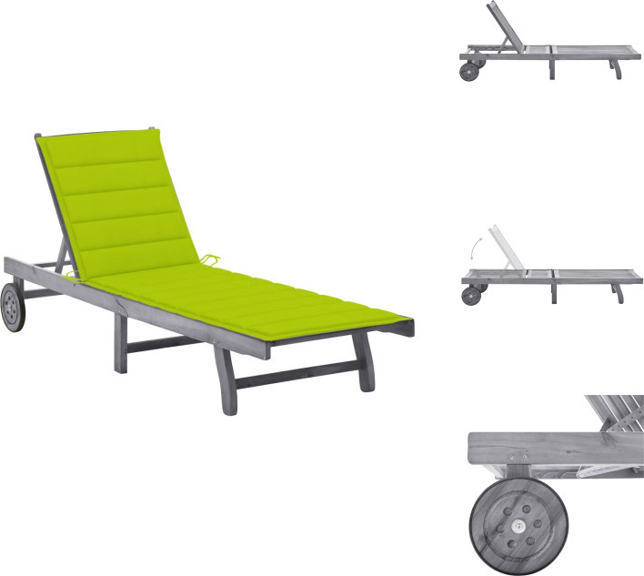 vidaXL Lehátko s vankúšom sivé akáciové masívne drevo - Lehátka