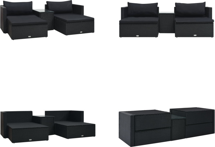 vidaXL 5-dielna záhradná obývacia súprava s vankúšmi polyratan čierna - záhradná obývacia súprava - záhradné obývacie súpravy - záhradné obývačky - záhradné ležadlá