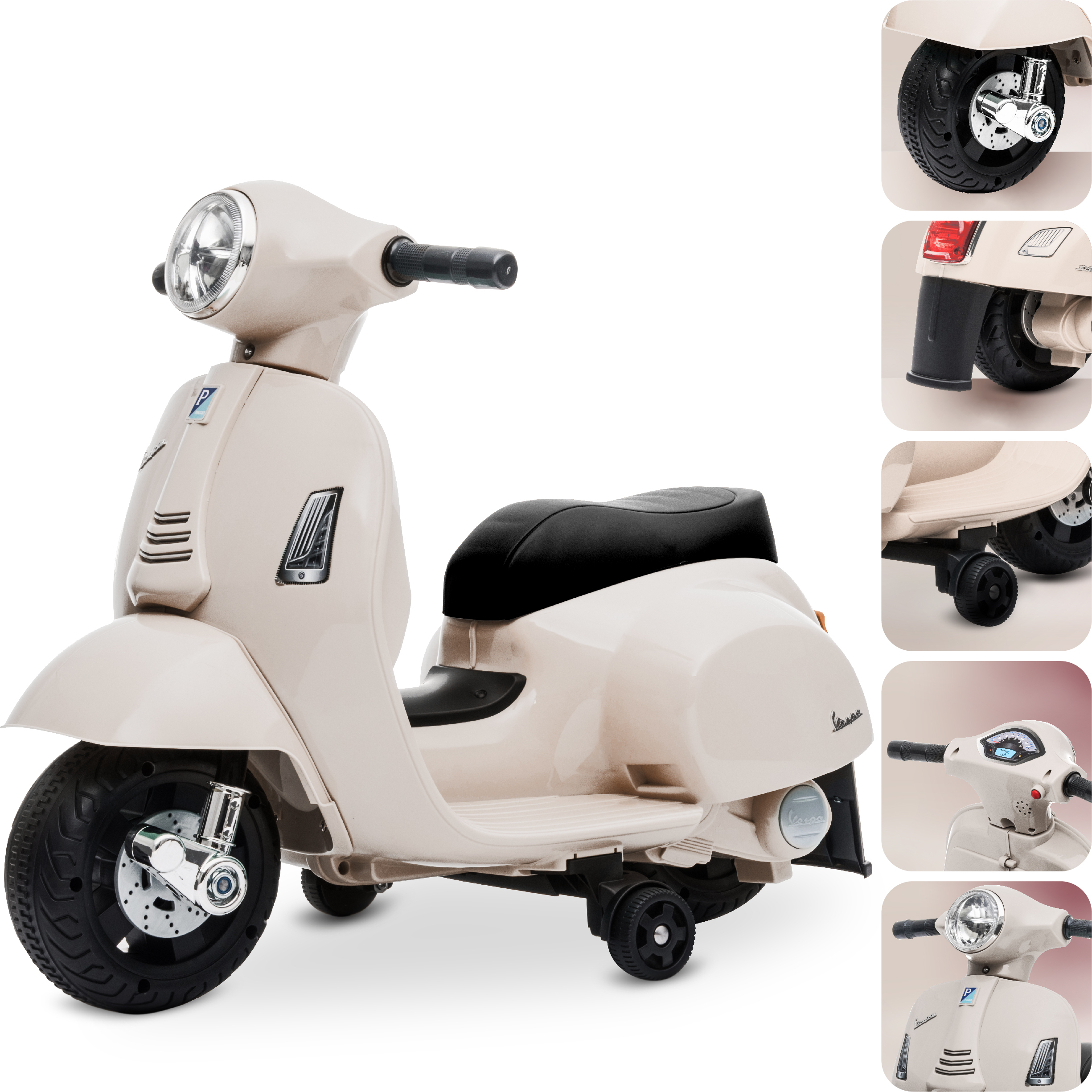 Vespa Elektrický skúter od 18 m, elektrické vozidlo, detské vozidlo Skúter Ecru