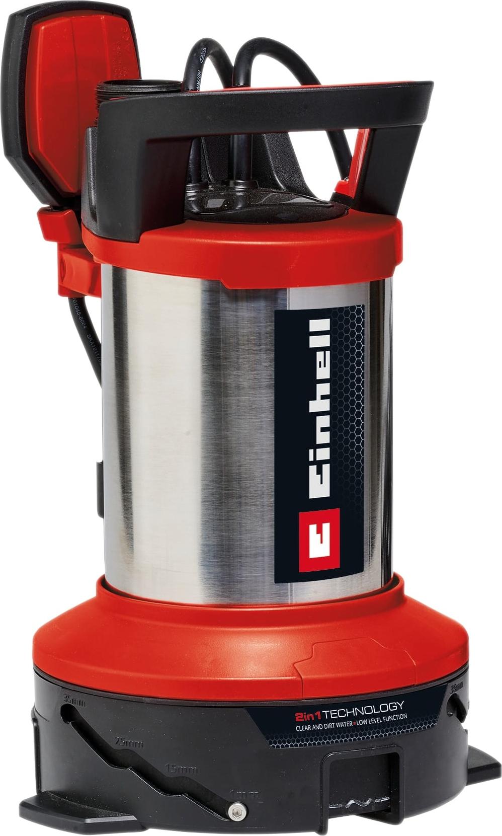 Einhell GE-DP 7535 N LL ECO, 750 W, AC, 0,9 bar, 18500 l/h, IPX8, Čierna, Červená, Nerezová oceľ