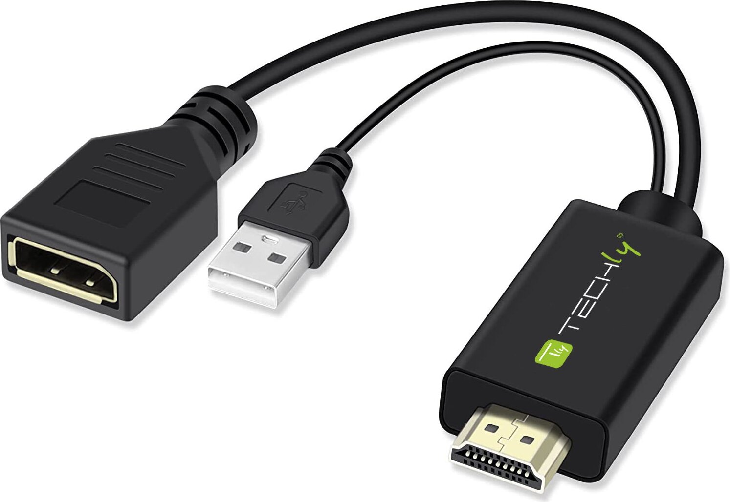 Techly Adapter HDMI M auf DisplayPort F + USB-A M,4Kx2K 30Hz