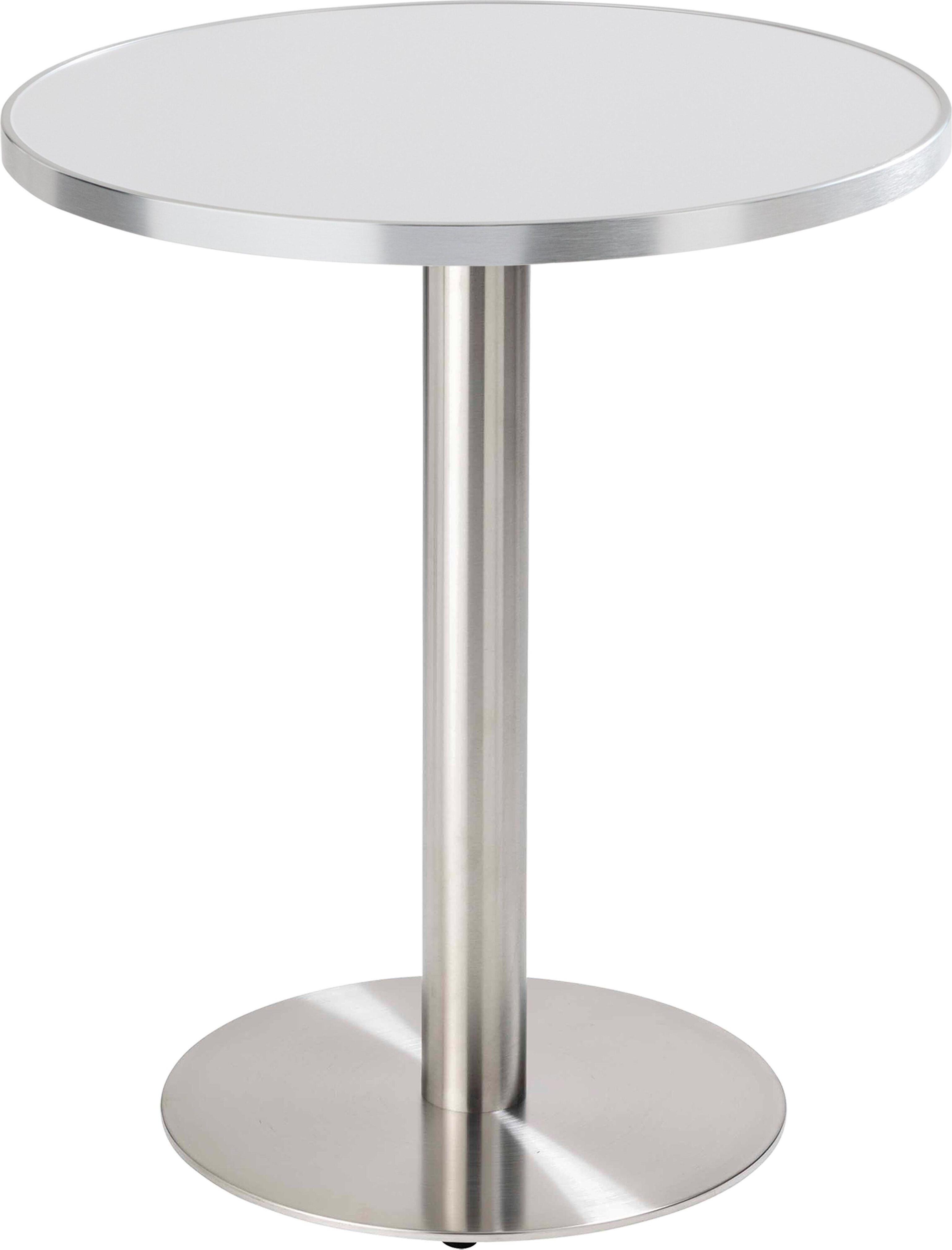 Runder Esstisch 60 cm weiß/silberne Platte und silberne Beine - Oviala Montmartre