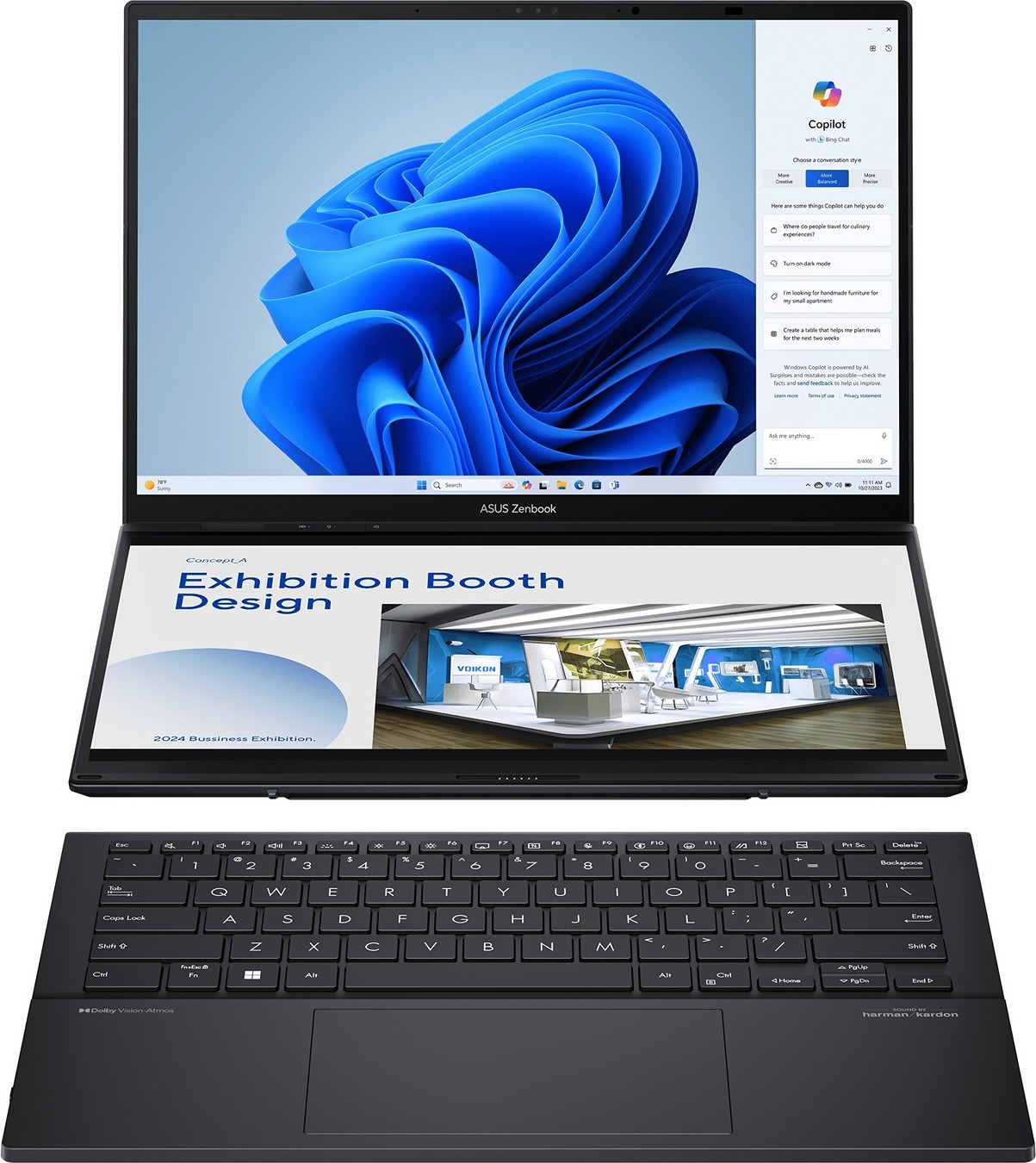 ASUS Zenbook Duo 14 OLED/UX8406CA-OLED067X/U7-255H/14"/2880x1800/T/32GB/1TB SSD/Arc 140T/W11P/Grey/2