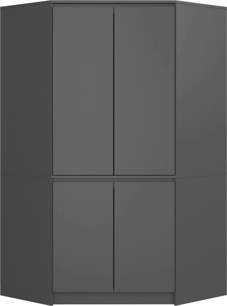 VENETI Eckkleiderschrank 100 cm LOTA - grau 159-08-00380