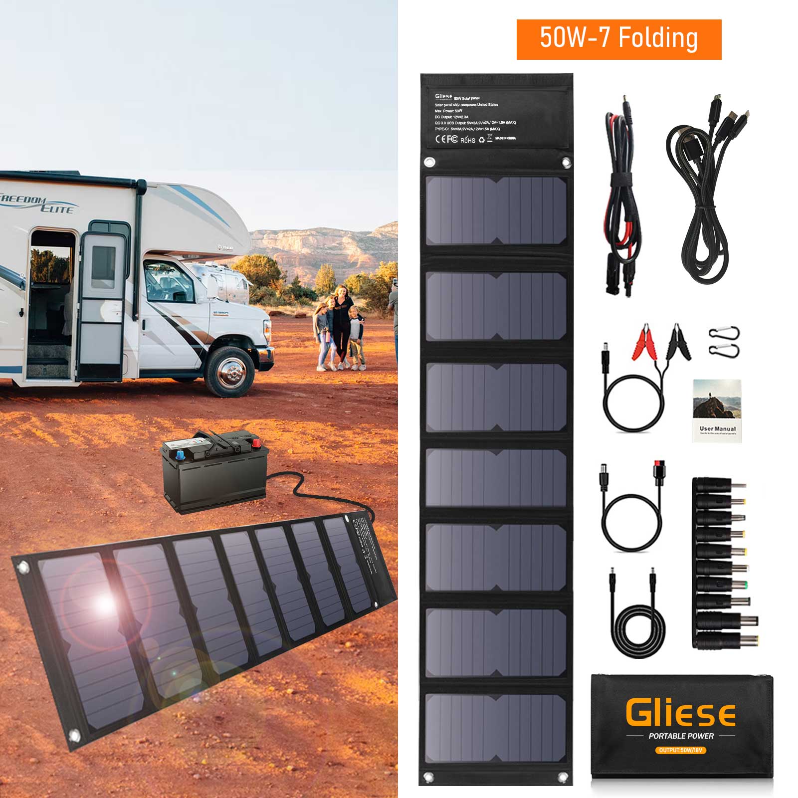 80W Faltbares Solarpanel Solarmodul Tragbares Camping Reise USB Handy Ladegerät 