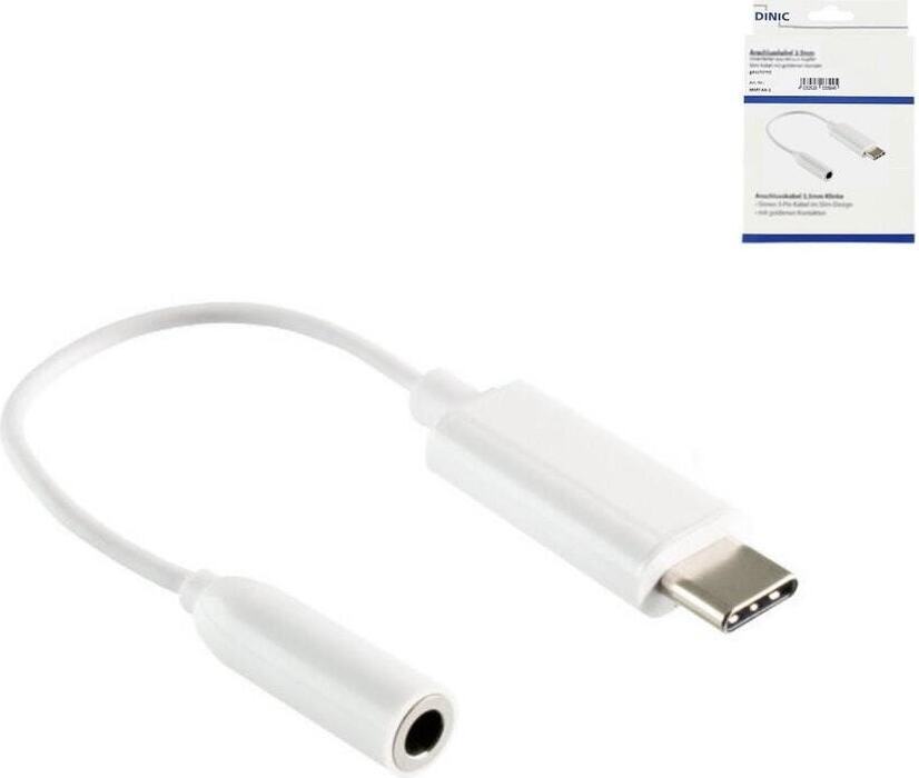 DINIC USB-C Adapter auf 3,5mm Audio (digital), mit Chipsatz, Weiß