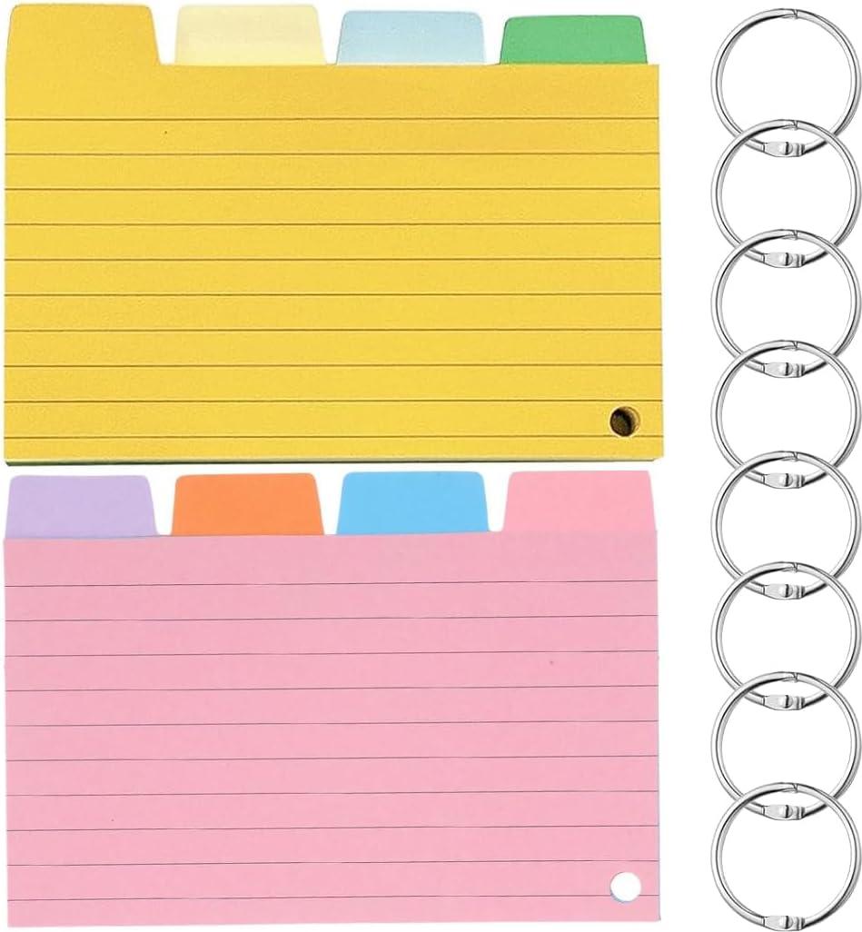 Markenlos Indexkarten 400 Stück - Moderationskarten Wortschatzkarten bunt - 8 Farben 127 x 89 cm liniert mit Ring für Büro Schule Zuhause