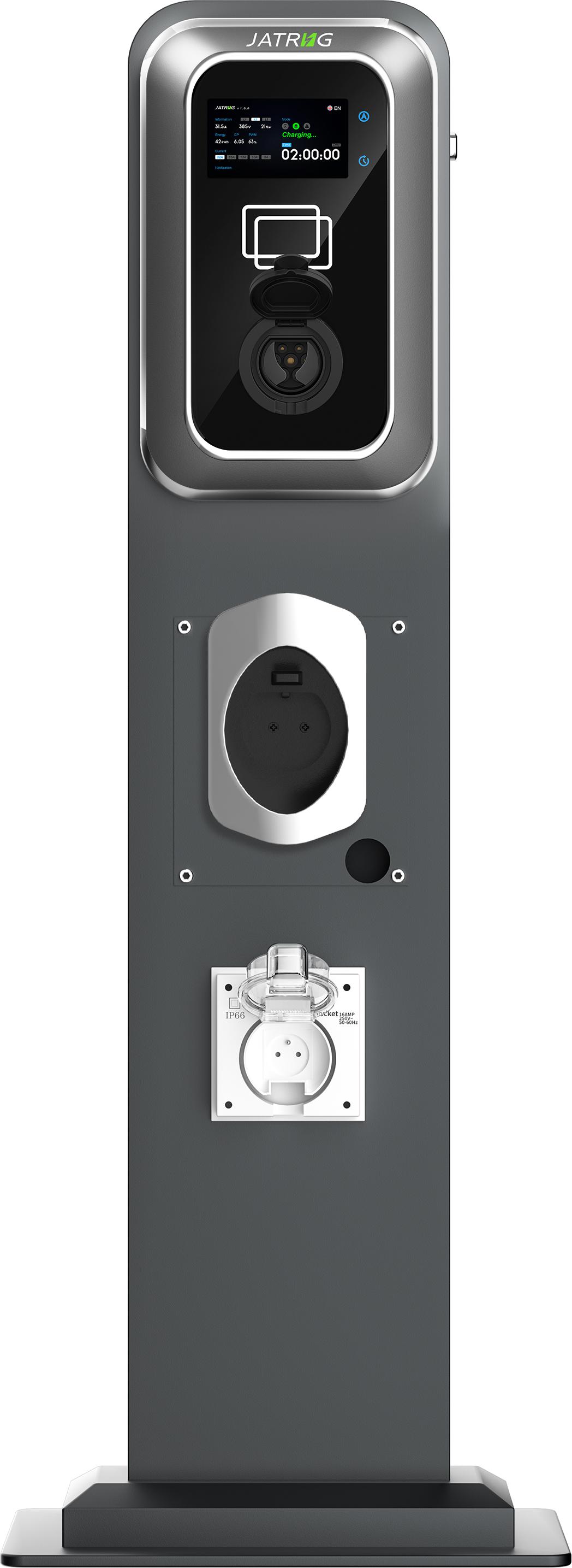 JATRHG K2 Ladestation-Kit, 11 kW / 16 A, dreiphasig, mit Typ-2-Steckdose und Steckdosenschutz für Elektrofahrzeuge, inklusive Halterung