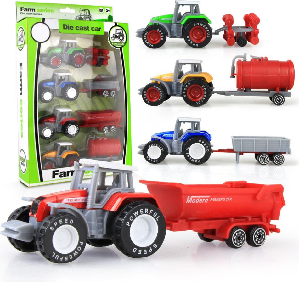 Gistuch 4 PCs Legierung Farm Farm Traktor Spielzeugset Engineering Car Model Vehikel Traktoren für Kinder Kinder Jungen
