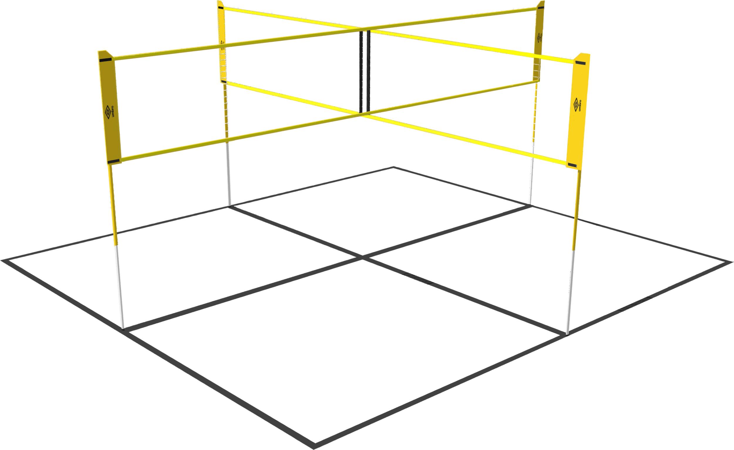 Umbro Spielnetz Garten - 168 x 400 CM - 4 Fachs - Volleyballnetz - Badminton Netz - Schwarz/gelb 1940421