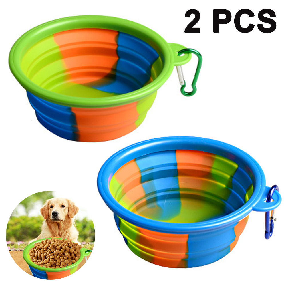 2er Set Faltbare Hundenäpfe Aus Silikon – Tragbar, 17,8 Cm Durchmesser, 1 Liter Fassung, Für Reise & Outdoor