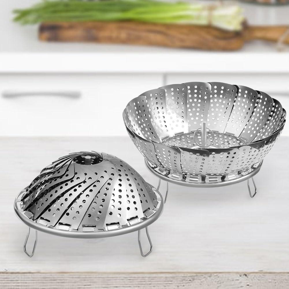 Markenlos Dampfeinsatz für Topf, verstellbarer Dampfeinsatz (15 cm - 27 cm), Edelstahl-Dampfeinsatz für Gemüse, Fisch, Meeresfrüchte und verschiedene Kochprodukte