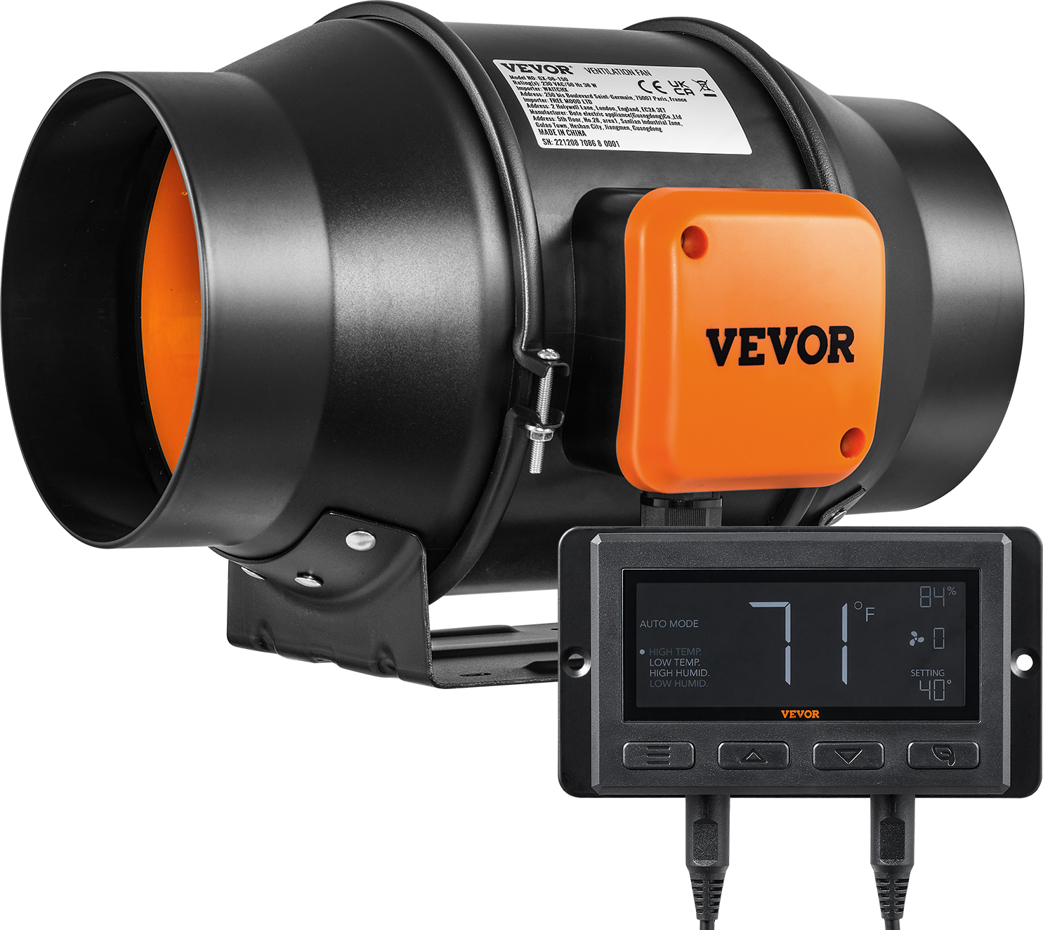 VEVOR 38W Rauchabzug Rohrventilator Abluftventilator Inline-Kanalventilator