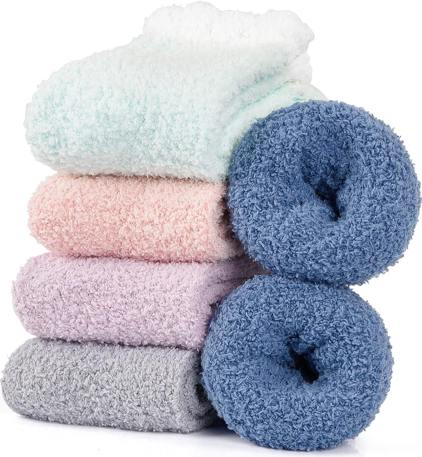 Kuschelsocken Damen 5 Paar - Flauschige Thermo Schlafsocken