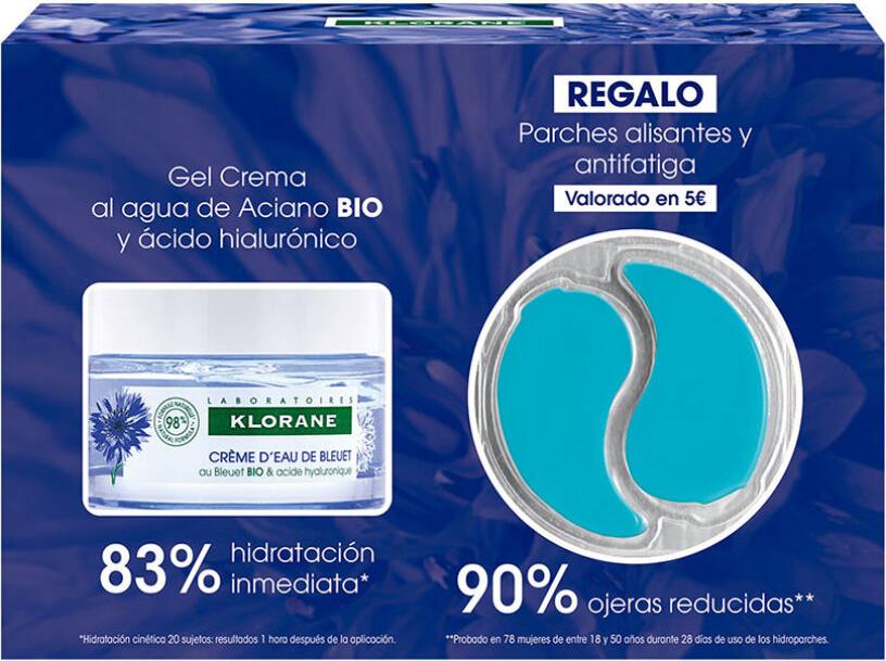 Klorane ORGANIC CORNFLOWER & HYLURONIC ACID FACE AND EYES GEL- CREAM CASE 2 pcs