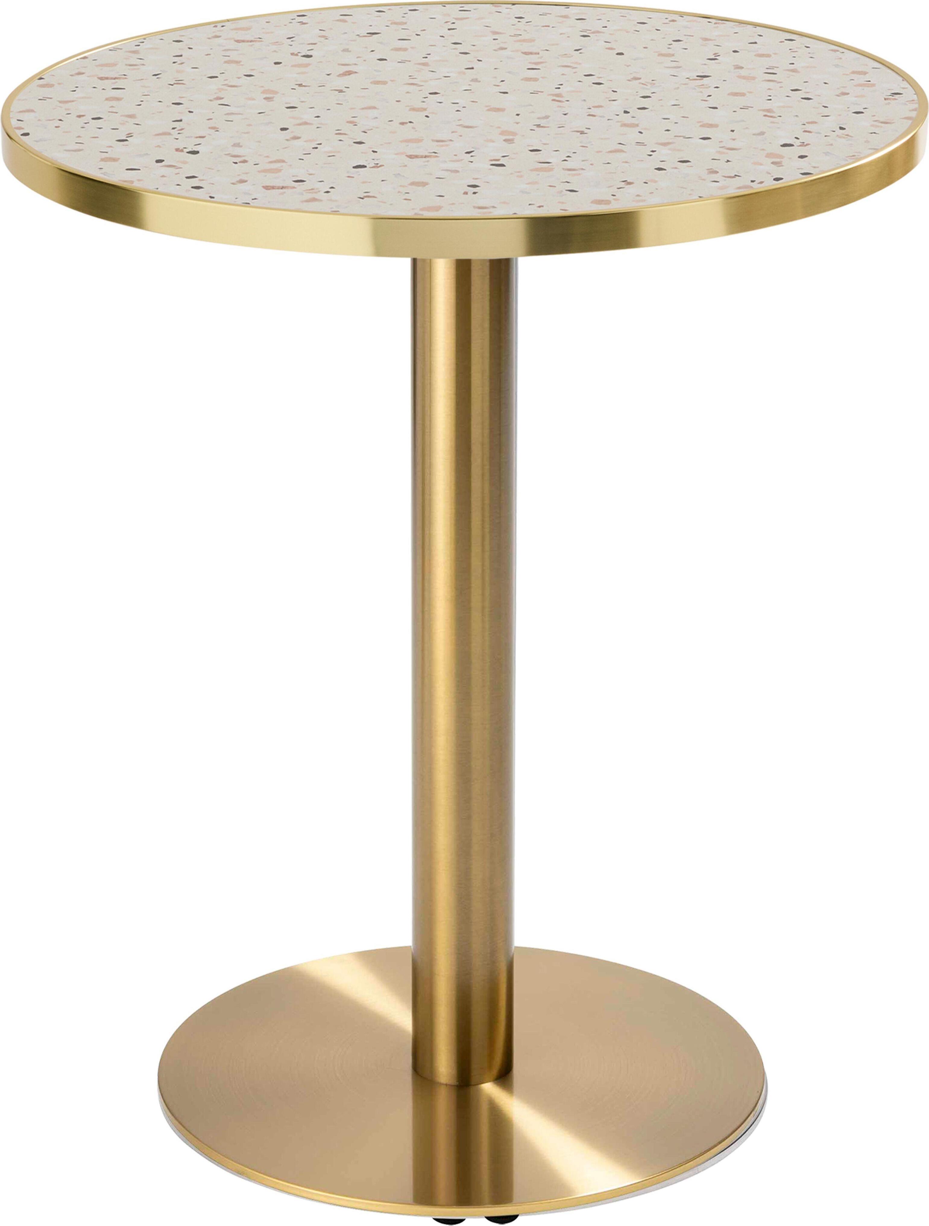 Runder Esstisch 60 cm Terrazzo/Goldplatte und Goldfuß - Oviala Montmartre