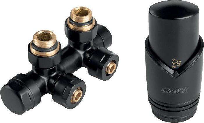 Novaservis Zubehör - Anschlussset mit Mittelanschluss, Abstand 50 mm, schwarz ZTD30BL