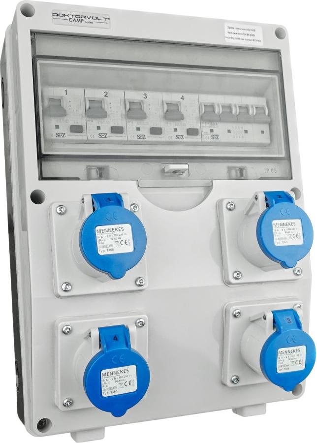 Camping Stromverteiler TD-FI/LS 4x230 Mennekes Steckdosen Doktorvolt 7921 DV-7921
