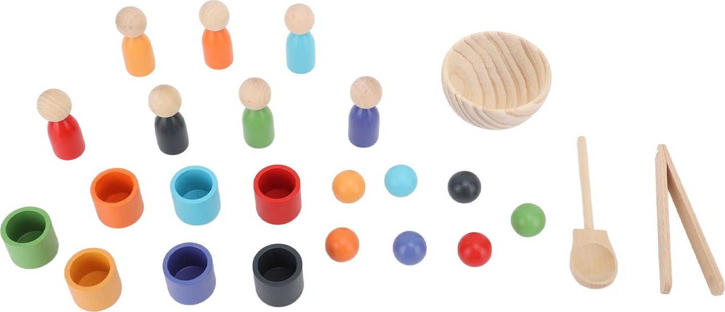 Cocosity Holzspielzeug zum Sortieren,Holzkugeln zum Sortieren,Holzkugeln in Tassen zum Sortieren,Holzkugeln in Tassen zum Sortieren,Holzspiel zum Sortieren,Holzspiel zum Sortieren von Farben