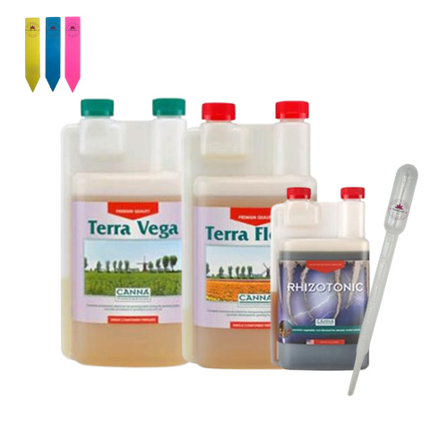 Canna Terra Set – Nährstoffkomplettlösung für kräftige Pflanzen inkl. Pipette & Pflanzenschilder