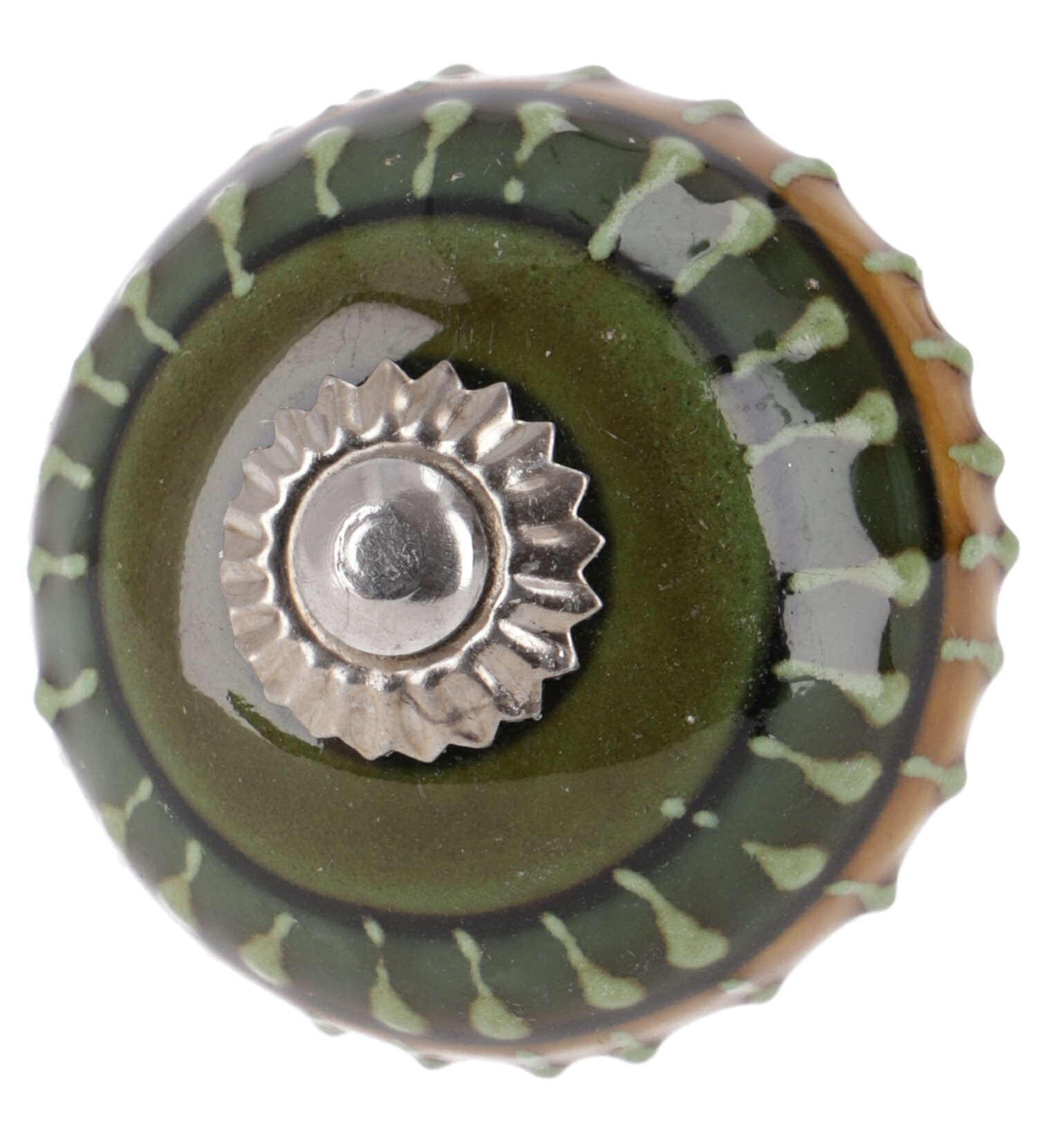 Guru-Shop Keramik Möbelknopf, Möbelknauf Möbelgriff, Schranktürknöpfe, Möbelknöpfe, Schubladengriff - Modell 46, Grün, 3,5*3,5*4 cm, Möbelknöpfe 20079