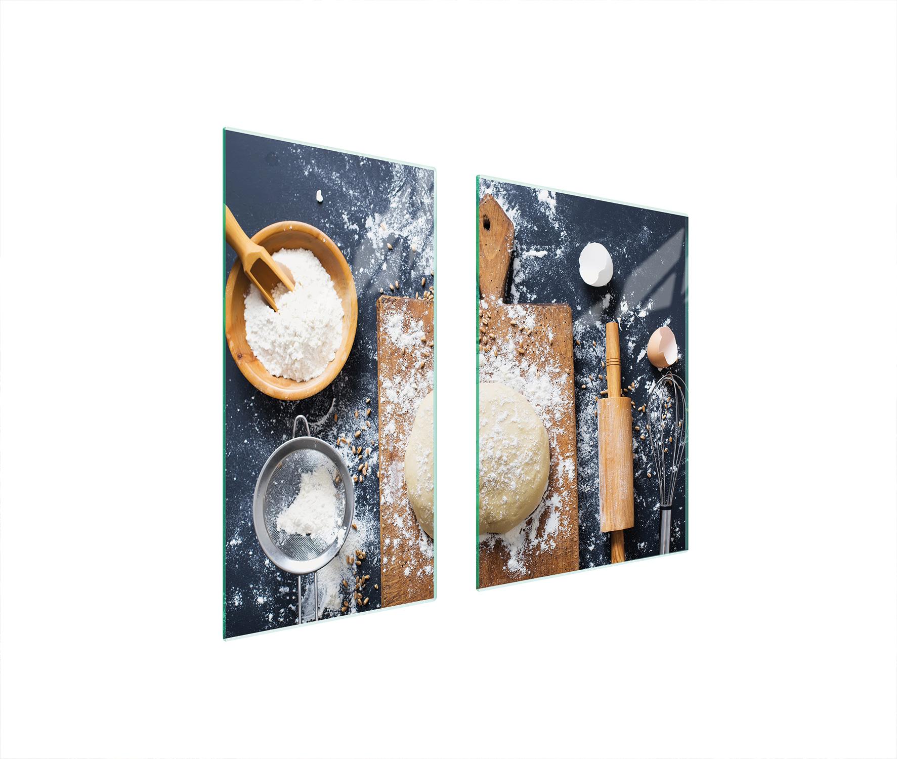 TMK ArtDeko Herdabdeckplatten 2 teilig 75x52 Ceranfeld Abdeckung Glas Schneidebrett Schiefer Küche