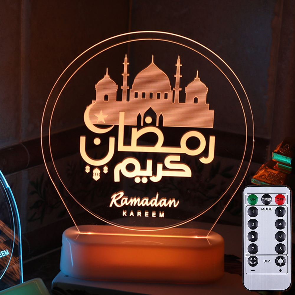 Rosikey Ramadan Deko LED Lampe Eid Mubarak Dekoration Laterne, Muslim Islam Ramadan Dekoration Nachtlicht Ornamente für Muslimische Ramadan Festival