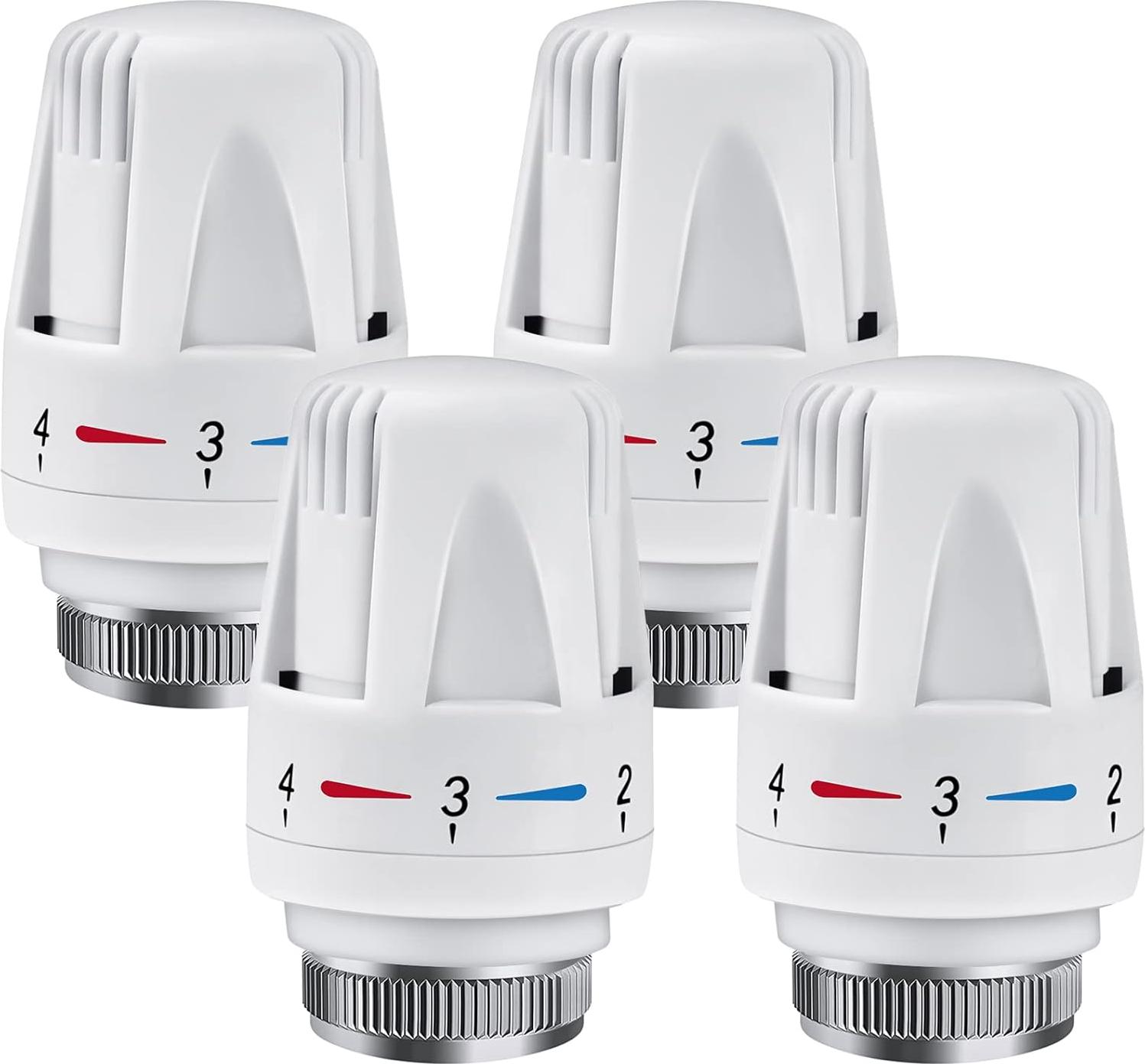 Zimtky Heizkörper Thermostatkopf, Gobesty 4 Stück Thermostat-Kopf, Heizkörperventil für Gewinde M30x1,5, Thermostat Heizung, Termostato Heizung Set, Heizungsthermostat für Büro Zuhause KEGQ251203AMZ231