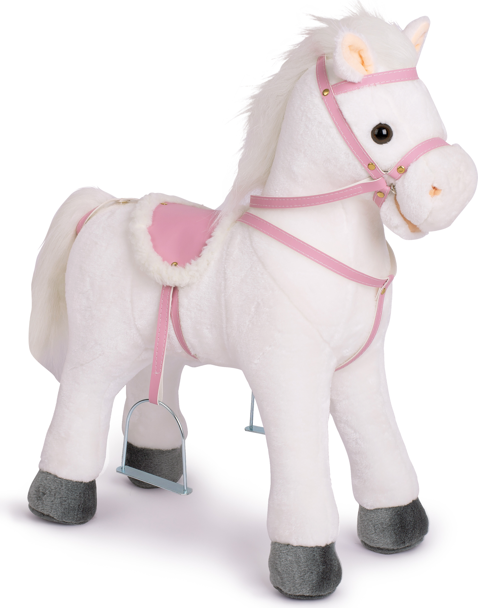 Pink Papaya Stehpferd zum draufsitzen | 60cm Spielpferd zum Reiten | Pferd zum Reiten für Kinder mit Sound | Sattel Pferd - Luna 45537