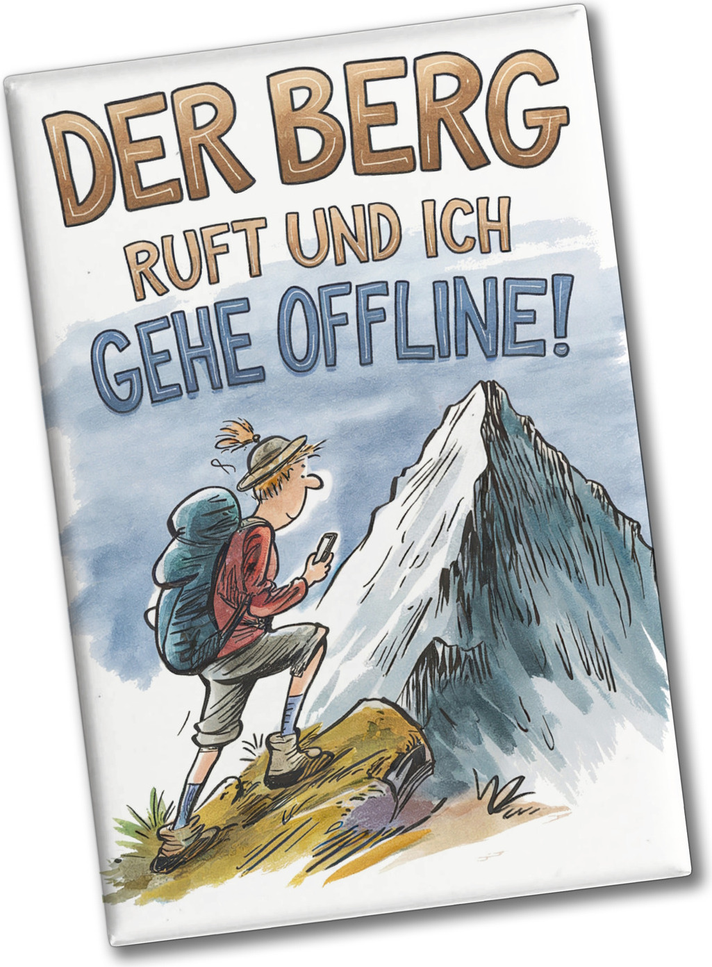 speecheese Der Berg ruft Souvenir Souvenir Magnet Wanderer mit Rucksack