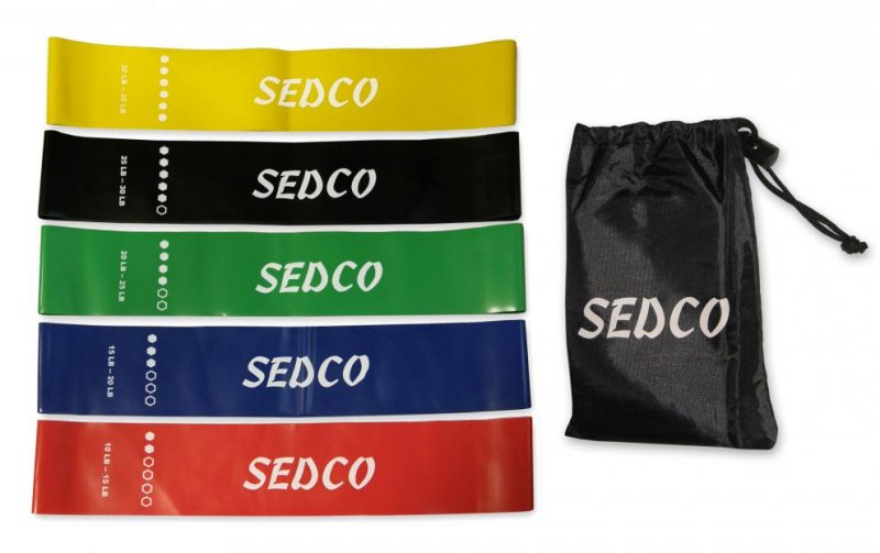 Sedco Fitness-Set mit Widerstandsbändern aus Gummi, 5-teilig, verschiedene Schwierigkeitsgrade 109480