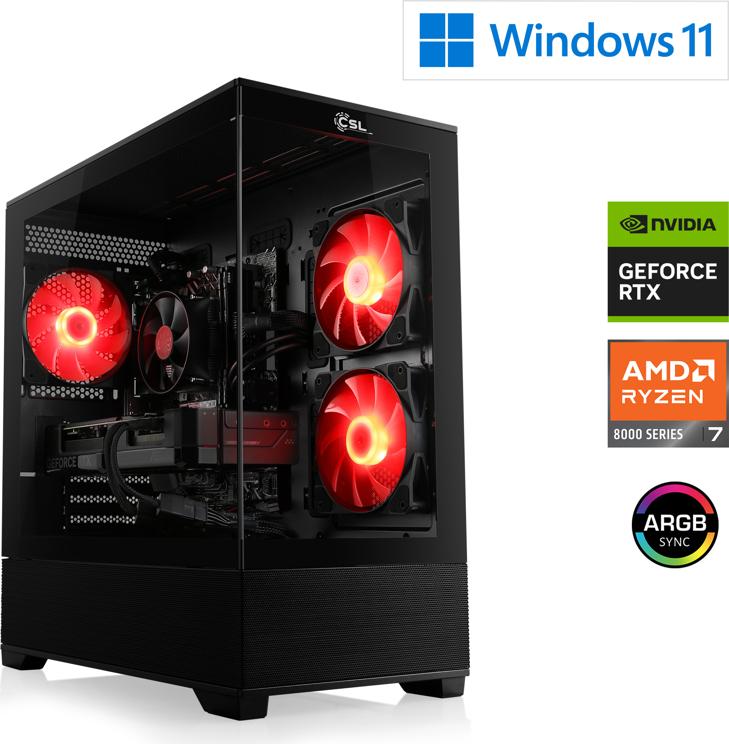 Gaming PC, AMD Ryzen 7 8700F, 4100 MHz, GeForce RTX 5070, 32 GB DDR5 RAM, 1000 GB M.2 SSD, Windows 11 Home, USB 3.2 | M11830H
