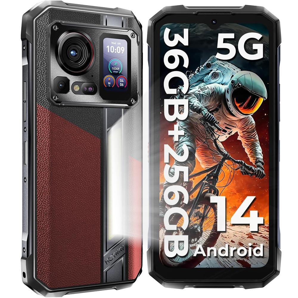 HOTWAV Hyper 7 PRO 5G Outdoor Smartphone,Dimensity 7050 Chip36GB RAM+256GB ROM, 10800mAh/33W, Android 14 Dual SIM 5G Handy Ohne Vertrag - Rot