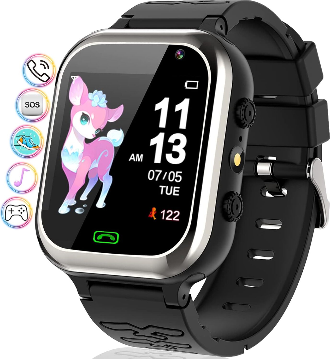 Smartwatch Kids - Smartwatch pre deti telefón pre dievčatá chlapcov s volaním, SOS, 26 hier, krokomer, hudba, fotoaparát, budík, školský režim