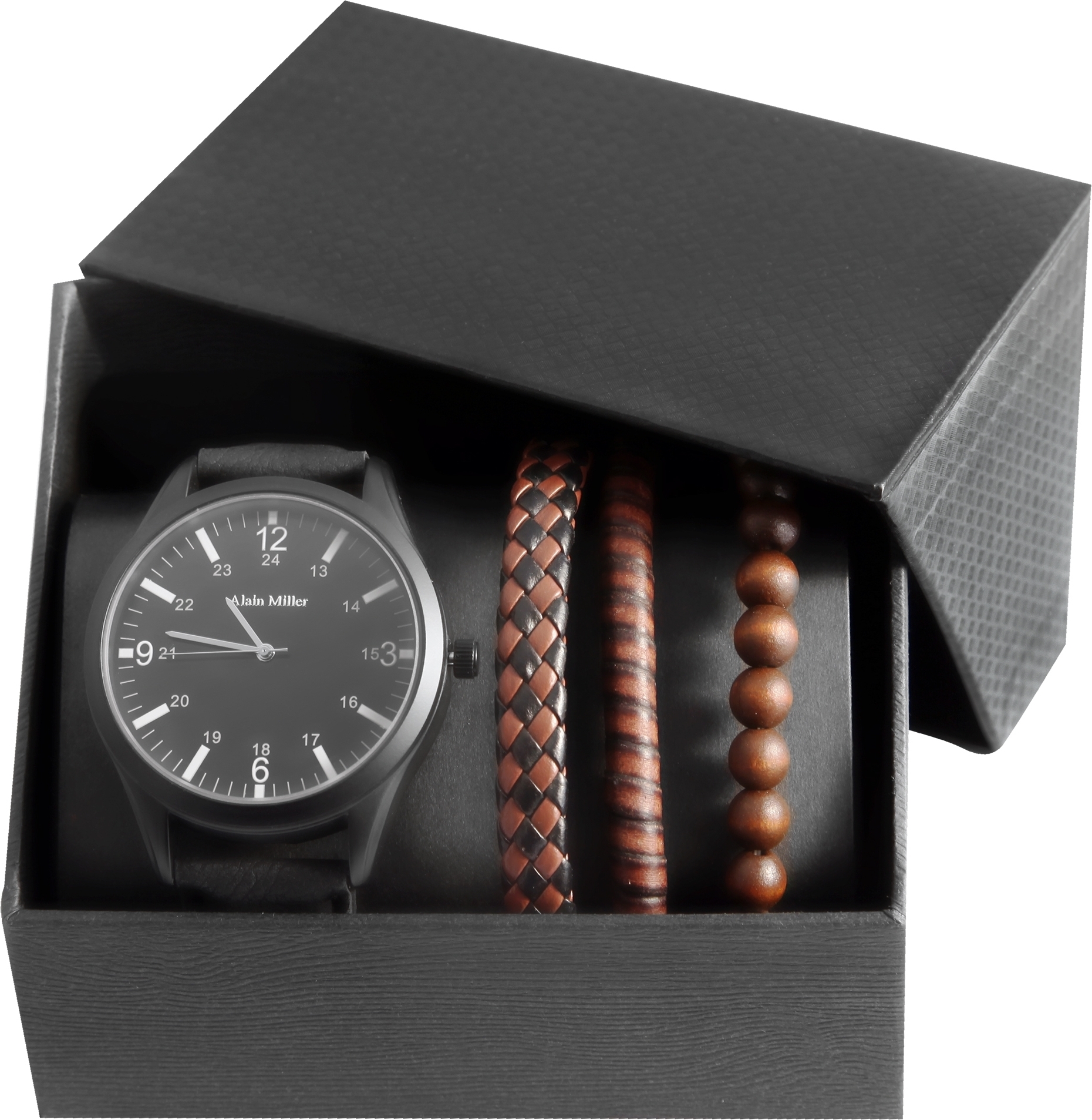 Alain Miller Herren - Geschenkset Armbanduhr Armbänder Analog Quarz 2900186 2900186-002