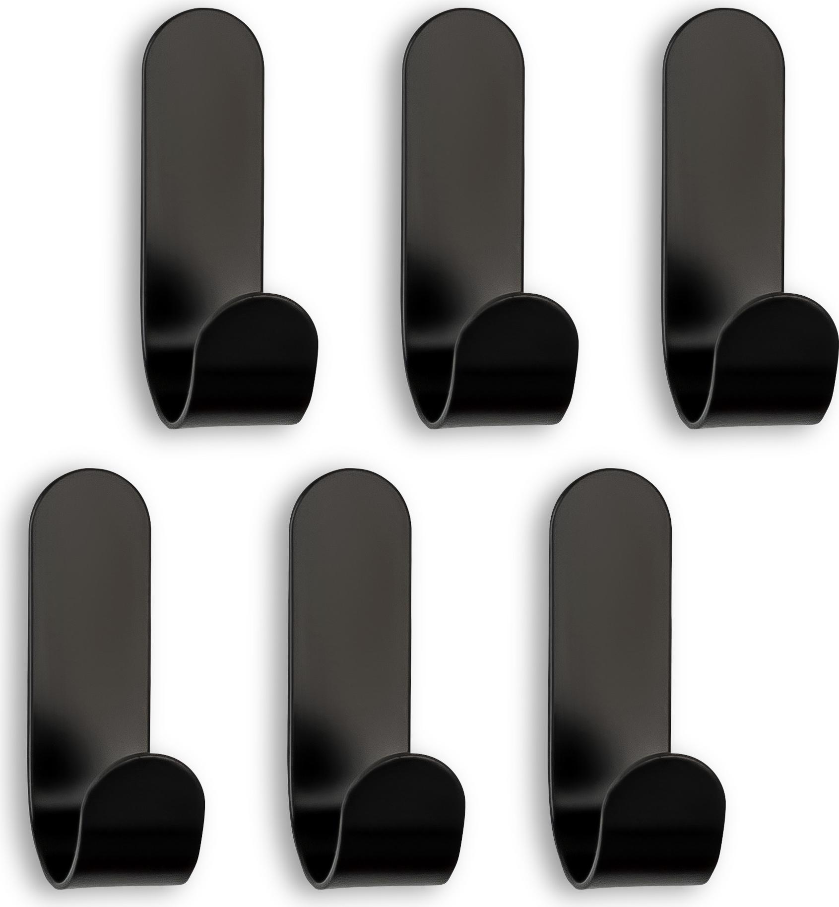 Wandhaken 6 Haken selbstklebend Edelstahl schwarz Kleiderhaken Handtuch SEBSON HS_C
